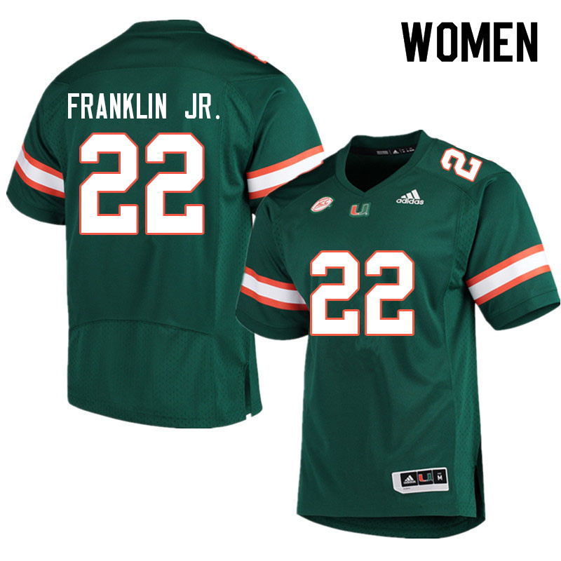 Women #22 Thaddius Franklin Jr. Miami Hurricanes College Football Jerseys Sale-Green